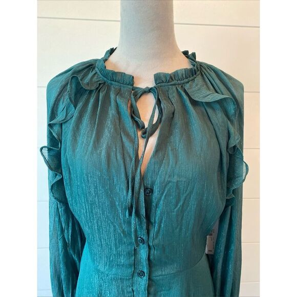 Premier Amour Green Sparkle Maxi Dress Size 2 - Picture 6 of 11